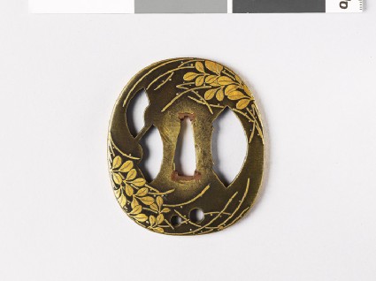 Tsuba with aoi, or hollyhock leaves, and foliagefront