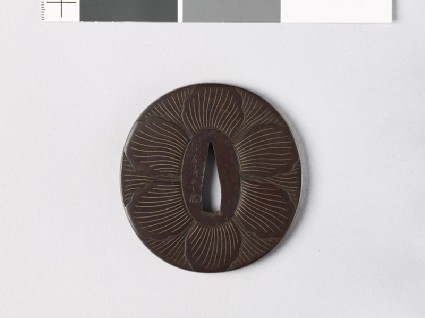 Tsuba with peony flower on each facefront
