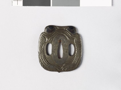 Tsuba with toad, gourd bottle, and bagfront