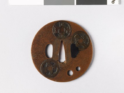 Round tsuba with Chinese coinsfront