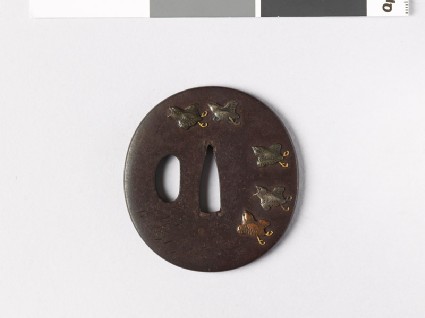 Tsuba with birds, pine, and a full moonfront