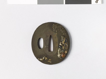 Tsuba depicting the Chinese sage Lin Ho-ch'ing pouring winefront