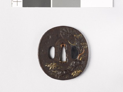 Tsuba with horses in a landscapefront