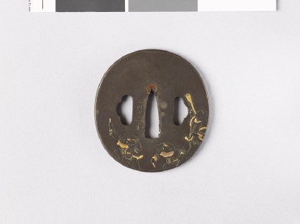 Tsuba depicting Chinese lion dancersfront