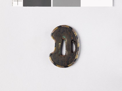 Tsuba with wood grain decoration and plaited rimfront
