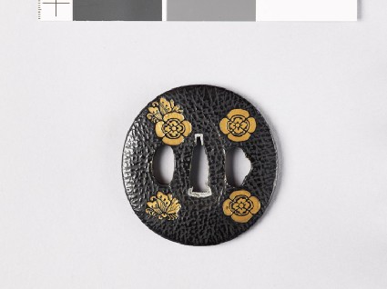 Lenticular tsuba with butterflies and transverse mokkōfront