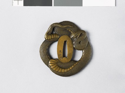 Tsuba in the form of a coiled snakefront