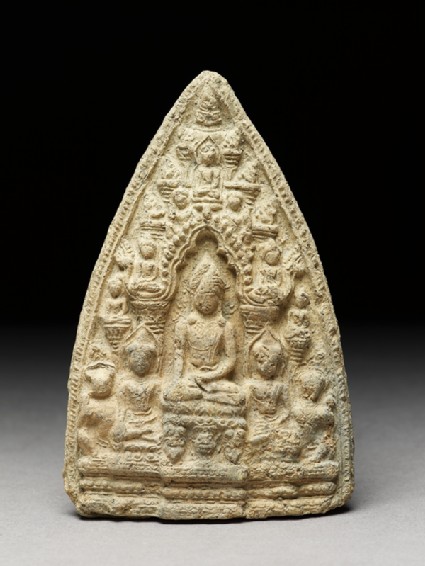 Votive plaque of the Buddha with attendant figuresfront