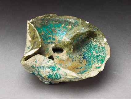 Oil lamp with turquoise glazeoblique