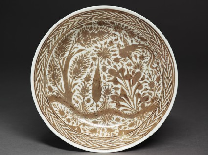 Dish with phoenix in a landscapetop