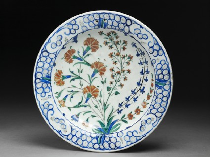 Dish with carnations and hyacinthstop
