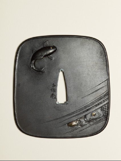 Tsuba with swimming carpfront