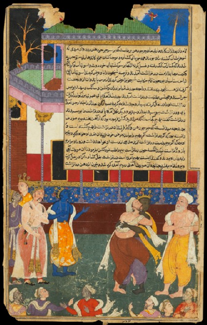 The blind Dhritarashtra attacks the statue of Bhimafront