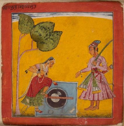 A lady and prince at a well, illustrating the musical mode Raga Kumbhafront