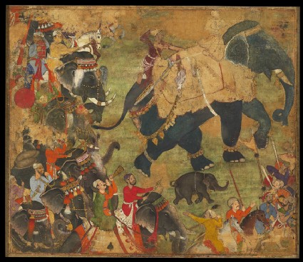 A prince riding an elephant in processionfront