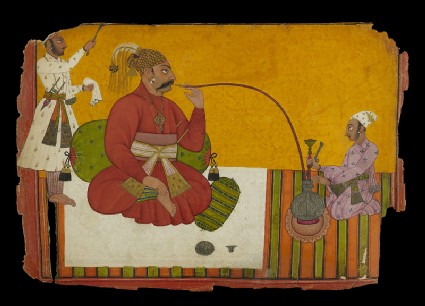 Maharaja Kirpal Pal of Basohli smoking a hookahfront