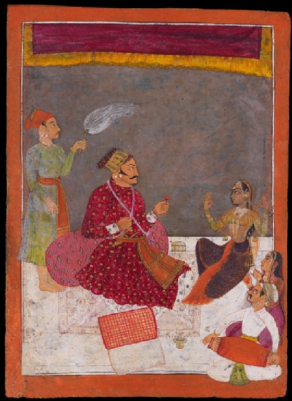Maharaja Dhiraj Singh watches a nautchfront