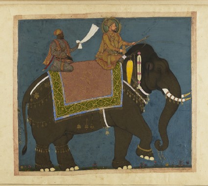 Sultan Muhammad Adil Shah and Ikhlas Khan riding an Elephantfront