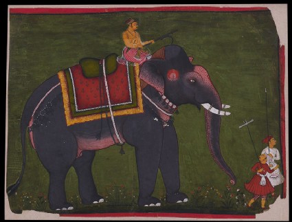 Maharao Bhao Singh riding an elephantfront