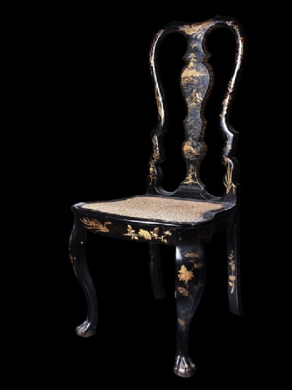 Lacquered chair with floral designoblique