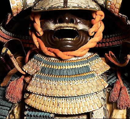 Mask from a samurai’s ceremonial suit of armourfront, mask and throat guard