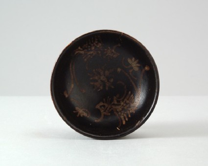 Black ware tea bowl with phoenixesfront