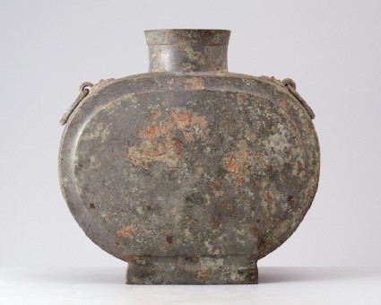 Funerary flask, or bian hu, with handles and animal mask decorationfront