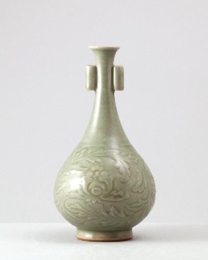 Greenware vase with peony scroll decorationfront