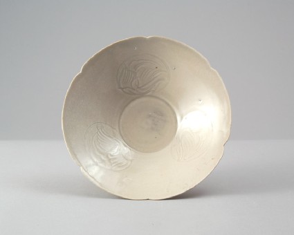 White ware bowl with birds in flightfront