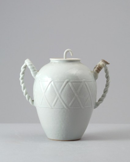 White ware ewer with basket-weave decorationfront