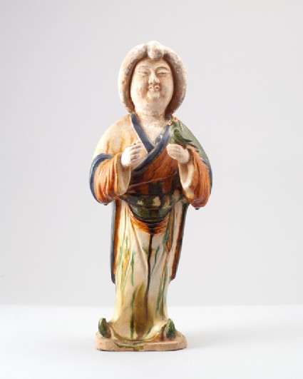 Figure of a lady holding a birdfront
