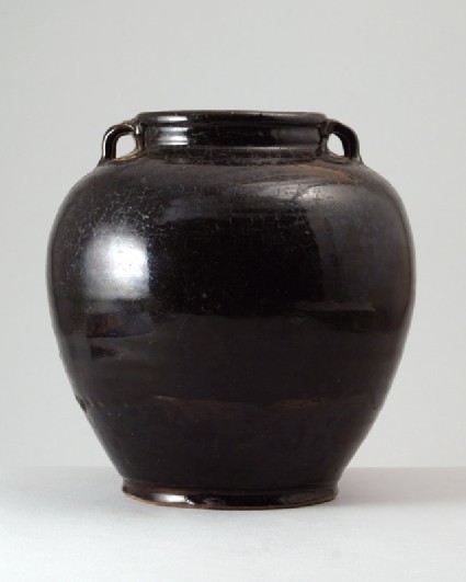 Black ware storage jar with lug handlesfront