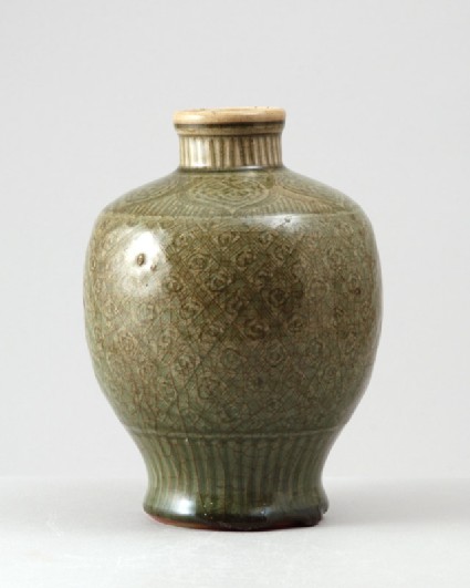 Greenware vase with floral decorationfront