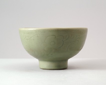 Greenware bowl with historical and legendary figuresfront