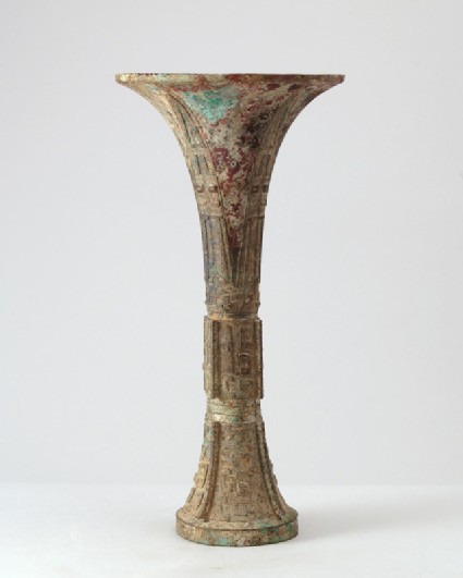 Ritual wine vessel, or gu, with taotie mask patternfront