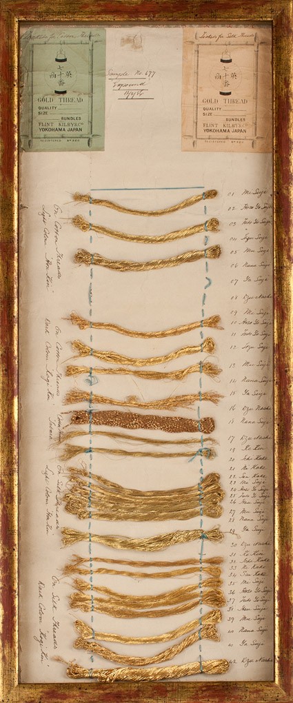 Sample board of gold threadsfront, Cat. No. 1