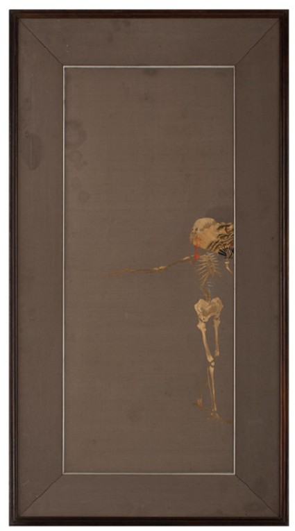 Skeleton dancing with a fanfront, Cat. No. 38