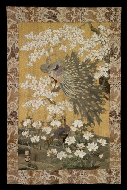 Peacock and peahen with cherry blossom and peoniesfront, Cat. No. 24
