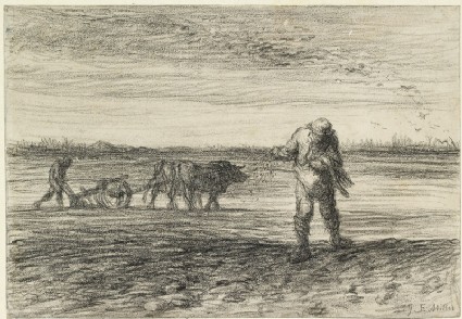 Man ploughing and another sowingfront