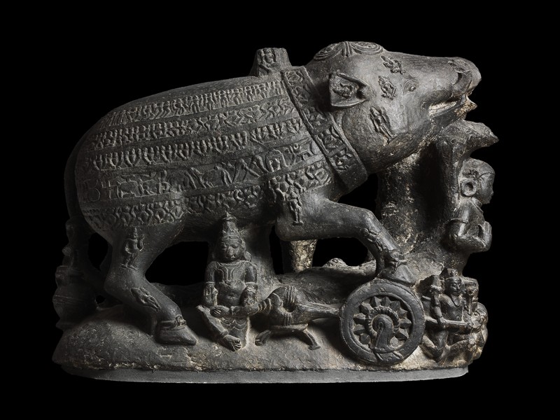 Stone Varaha Statue On Stand - Late 18thC Stone Varaha Statue On Stand - Late 18thC