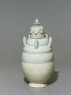 Greenware burial vase with lid in the form of a lotus (oblique)