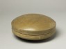 Greenware circular box and lid with lotus flowers (oblique)