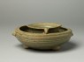 Greenware tripod vessel with inner bowl (oblique)