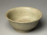 Greenware bowl with phoenix and floral decoration (oblique)