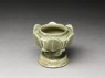 Greenware cup stand with petal decoration (oblique)