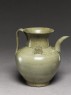 Greenware ewer with ornamental flanges (oblique)