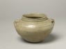 Greenware guan, or jar, with loop handles (oblique)