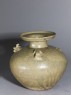 Greenware vase, or hu, with chicken head decoration (oblique)