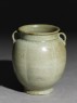 Greenware six-lobed jar with petals (oblique)