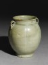 Greenware six-lobed jar with petals (oblique)